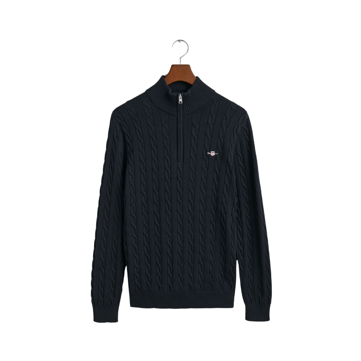 COTTON CABLE HALF ZIP - Evening Blue
