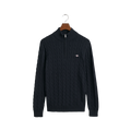 Cotton Cable Half Zip - Evening Blue