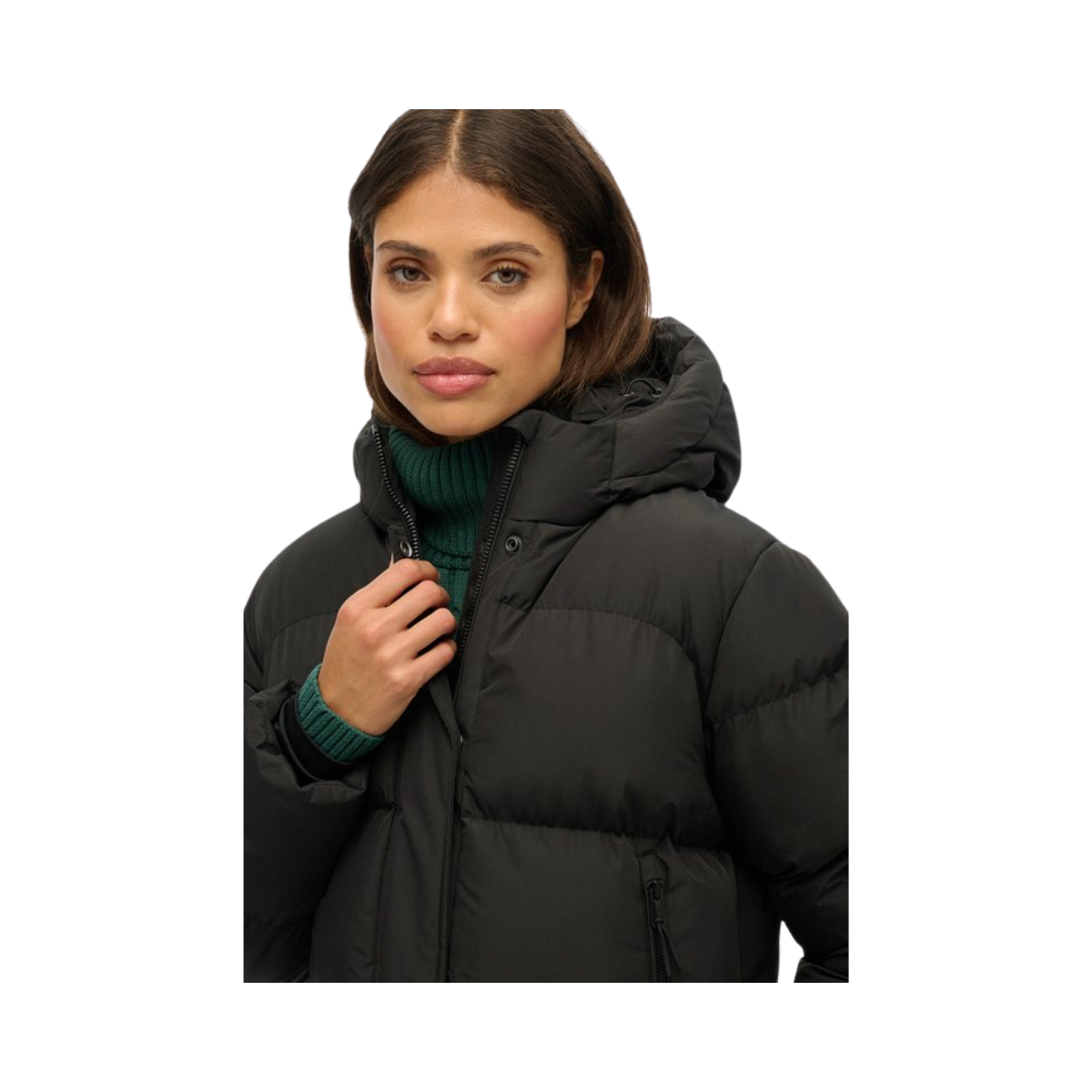 Hooded 5 Baffle Sports Puffer - 02a black