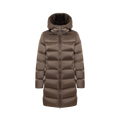 Ladies Long Down Jacket with Hood - Dark Yam