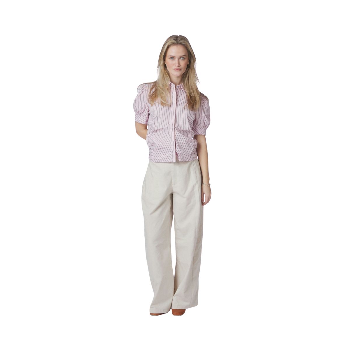 Frannie Structure Stripe Shirt - Light Pink