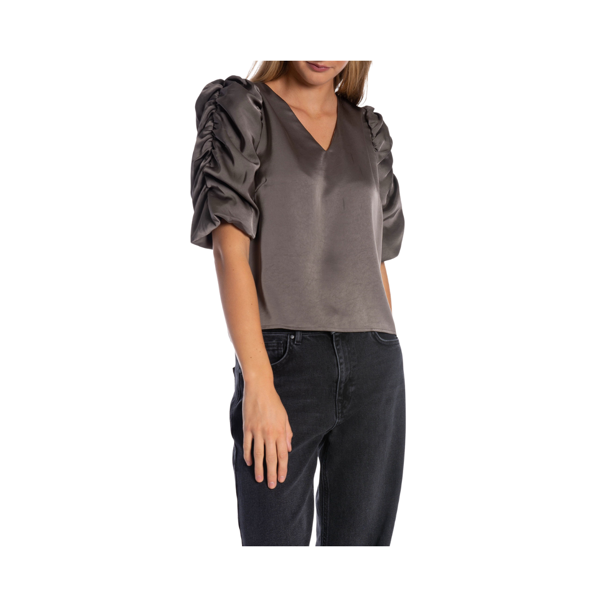 Elba Heavy Sateen Blouse - 189 Warm Grey