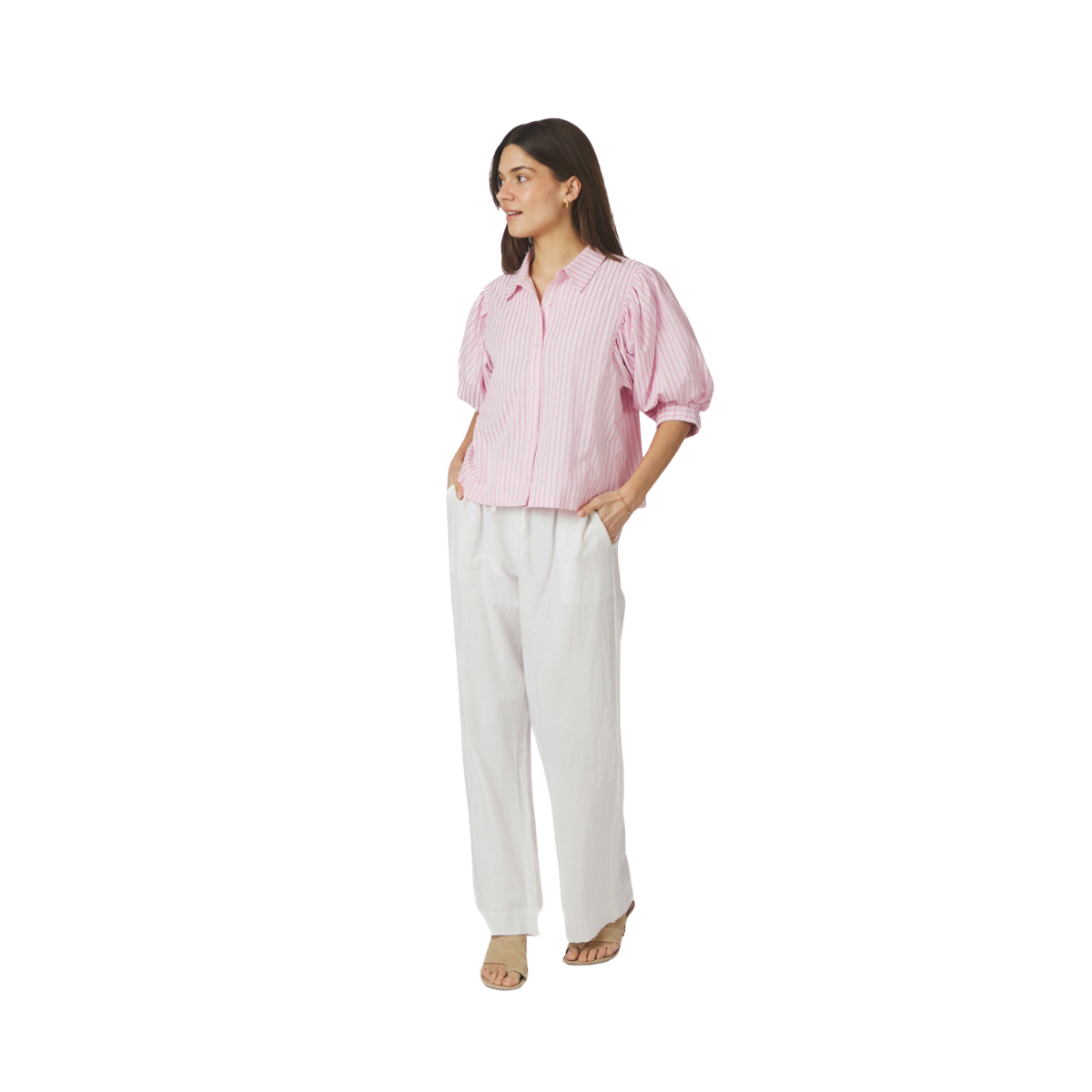 Etta Soft Stripe Stone Shirt - Light Pink
