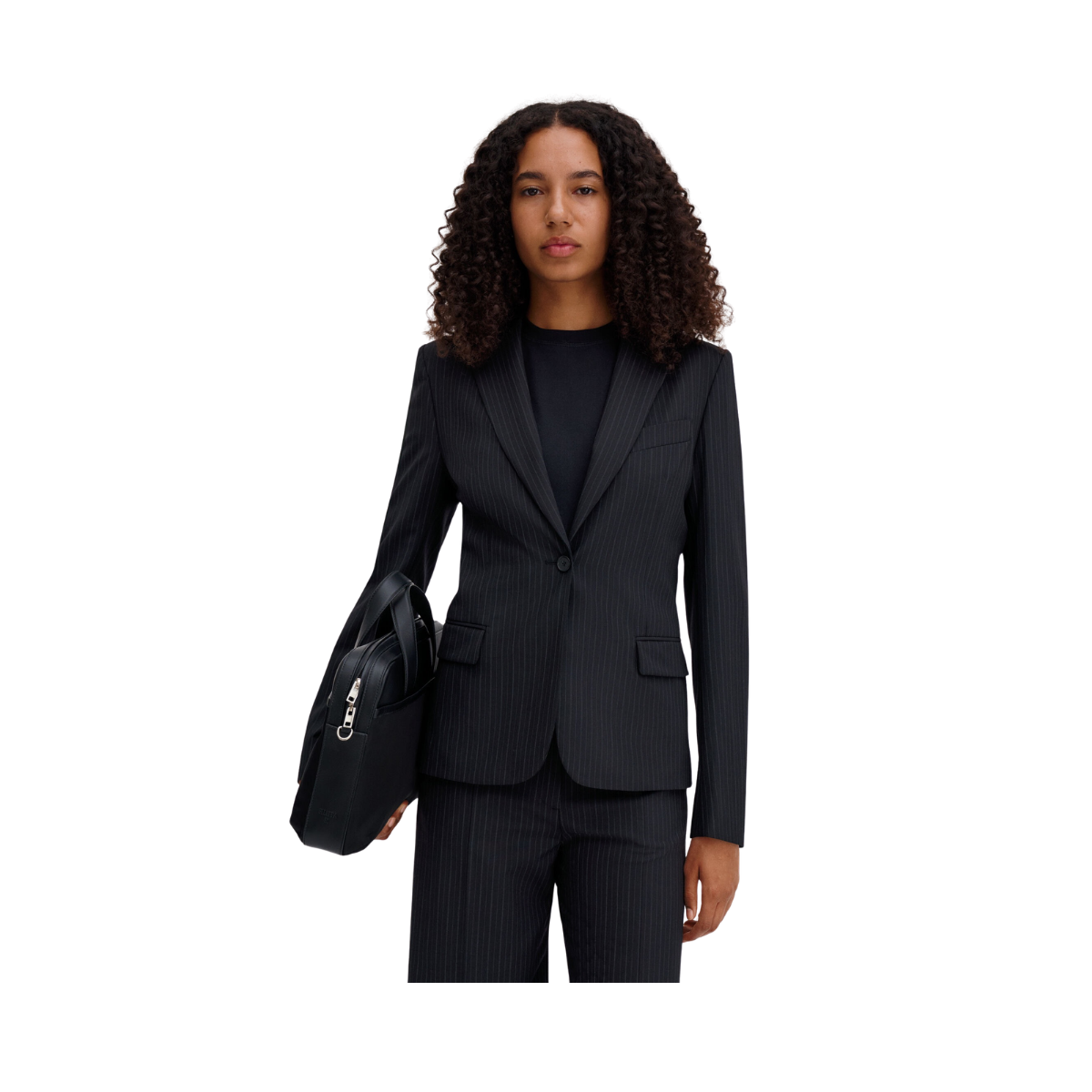 Sasha Pinstripe Blazer - Black