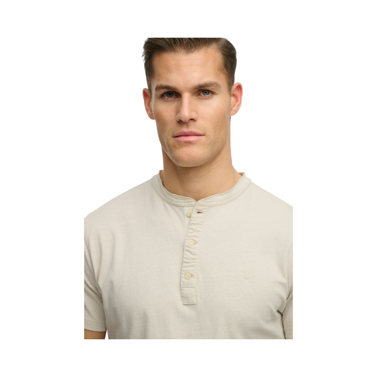 Classic Cotton Lin Ss Grandad - Natural Ecru