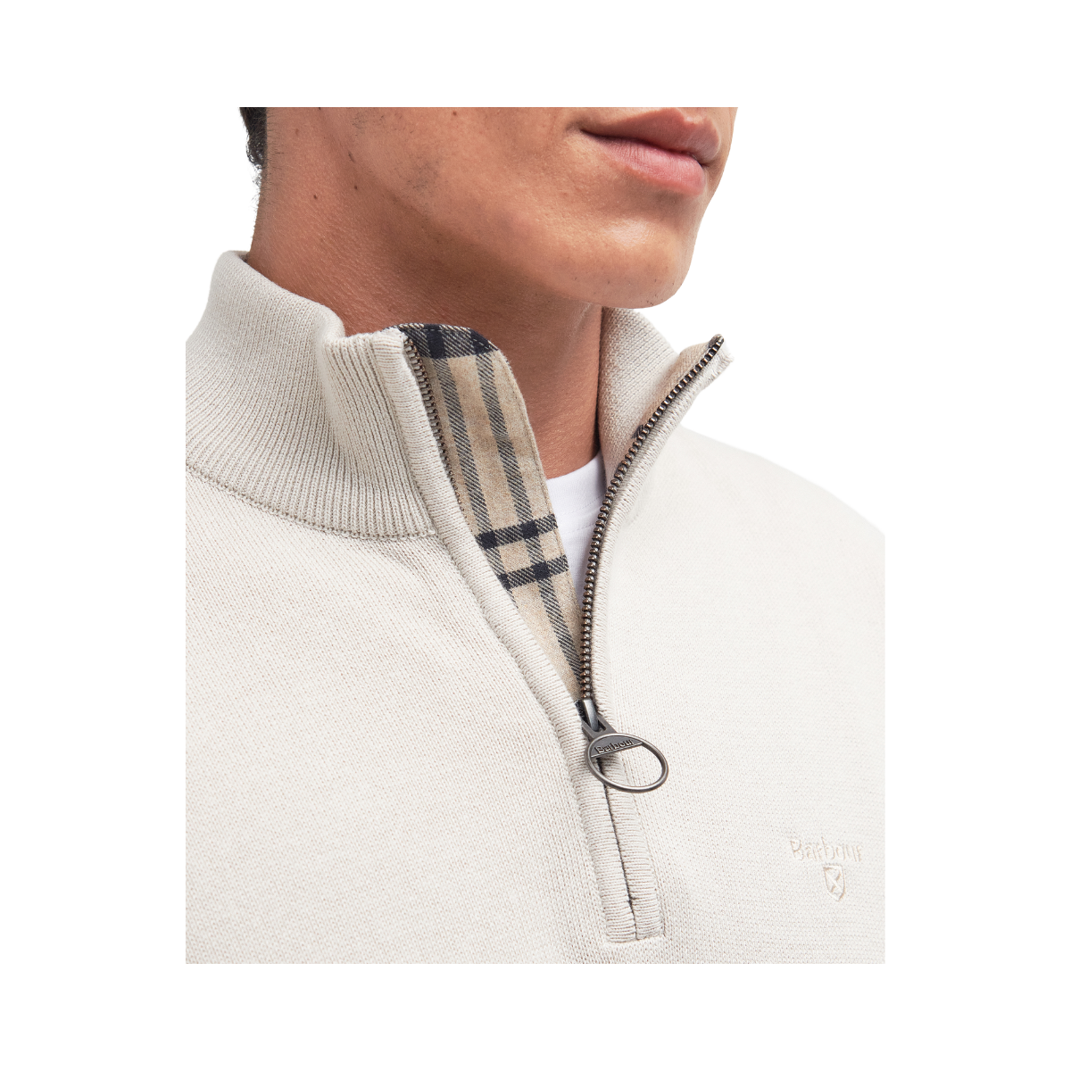 Cotton Half Zip - White