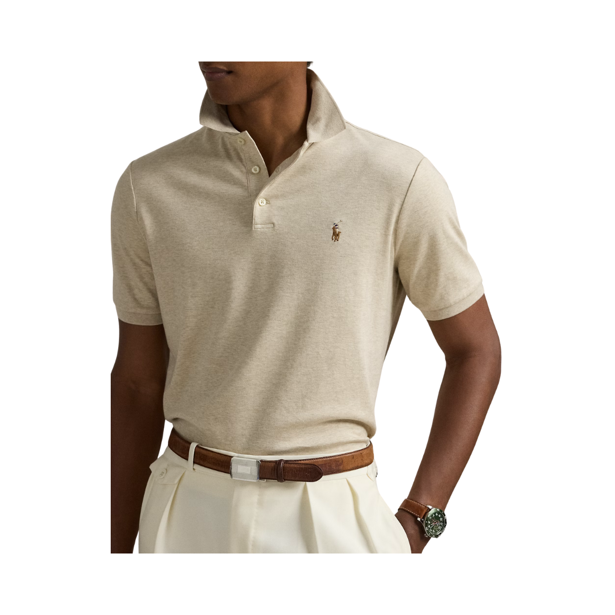 Custom Slim Fit Soft Cotton Polo Shirt - Expedition Dune Heather