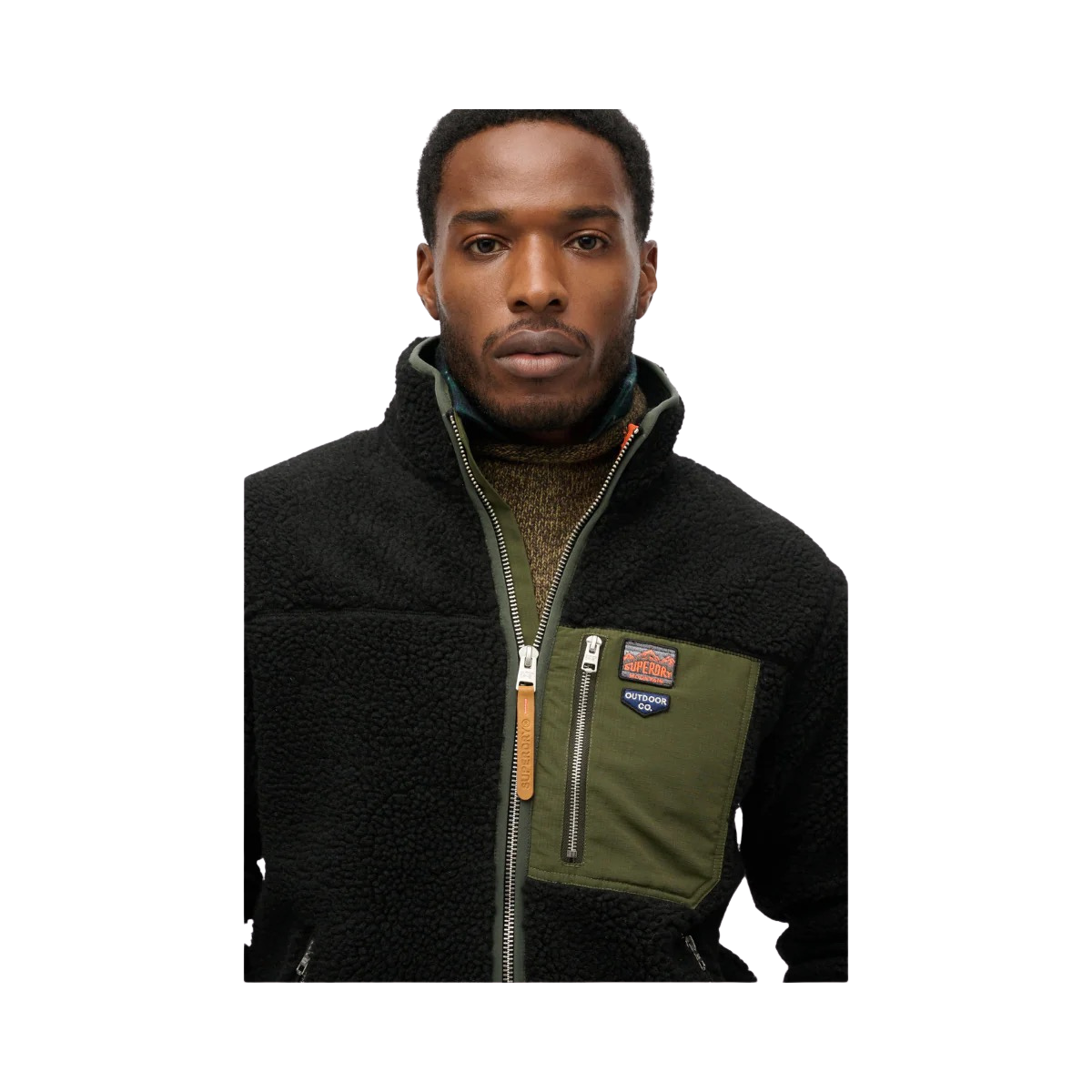 Vintage Retro Full Zip Fleece - 02a black