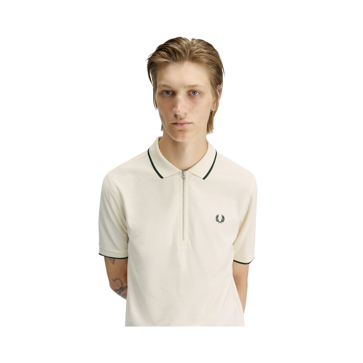 Crepe Pique Polo Shirt - Ecru
