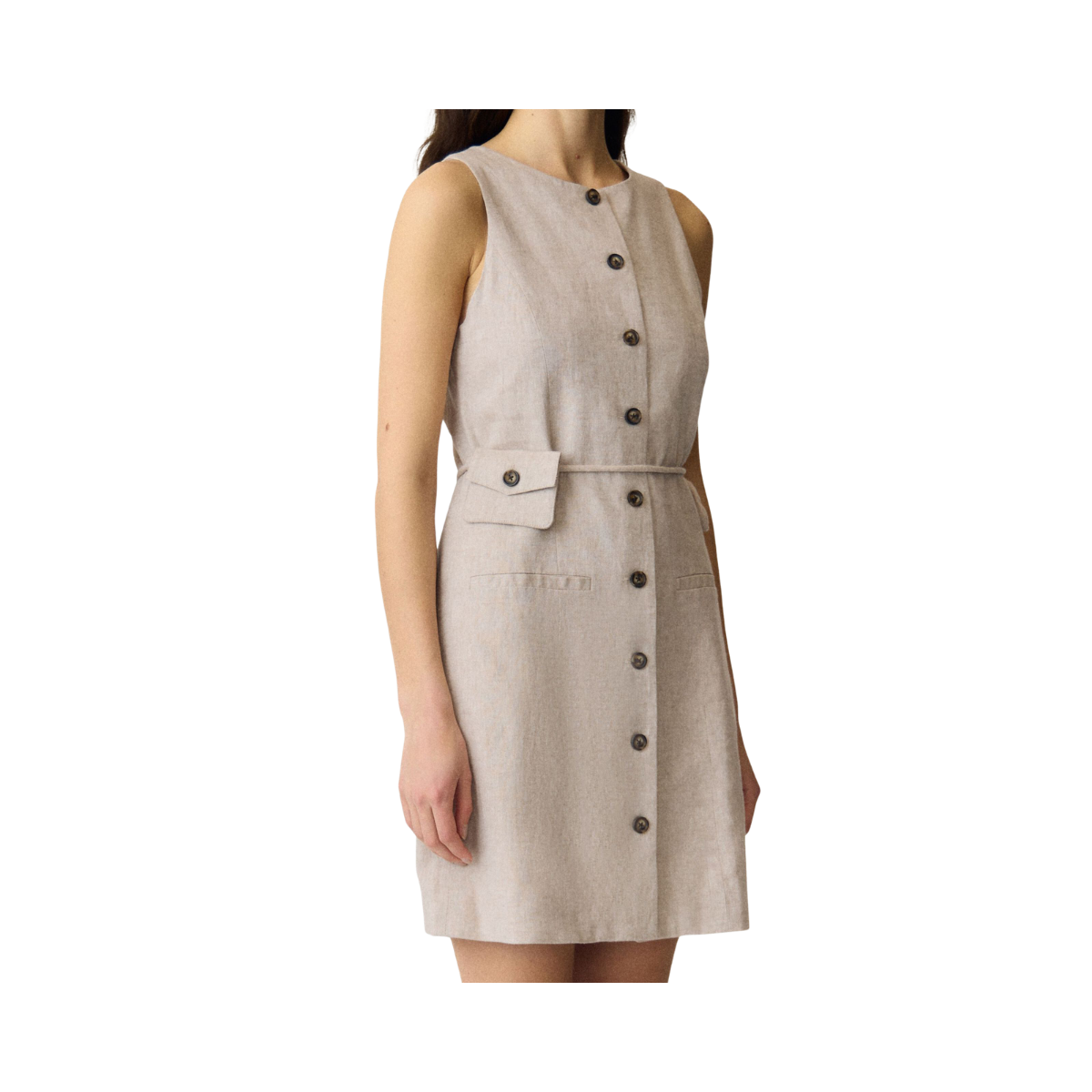 YASUsuma Linen Blend Dress - White Pepper