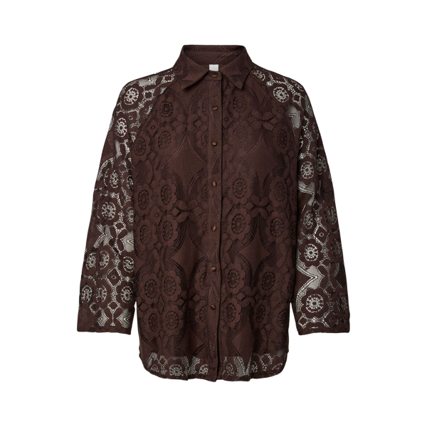 YASAlmi 7/8 Lace Shirt - Coffee Bean