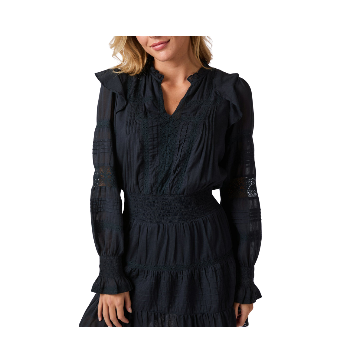 Aran S voile Dress - Navy