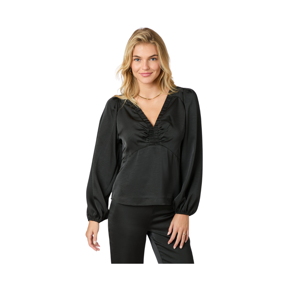 Istana Heavy Sateen Blouse - Black