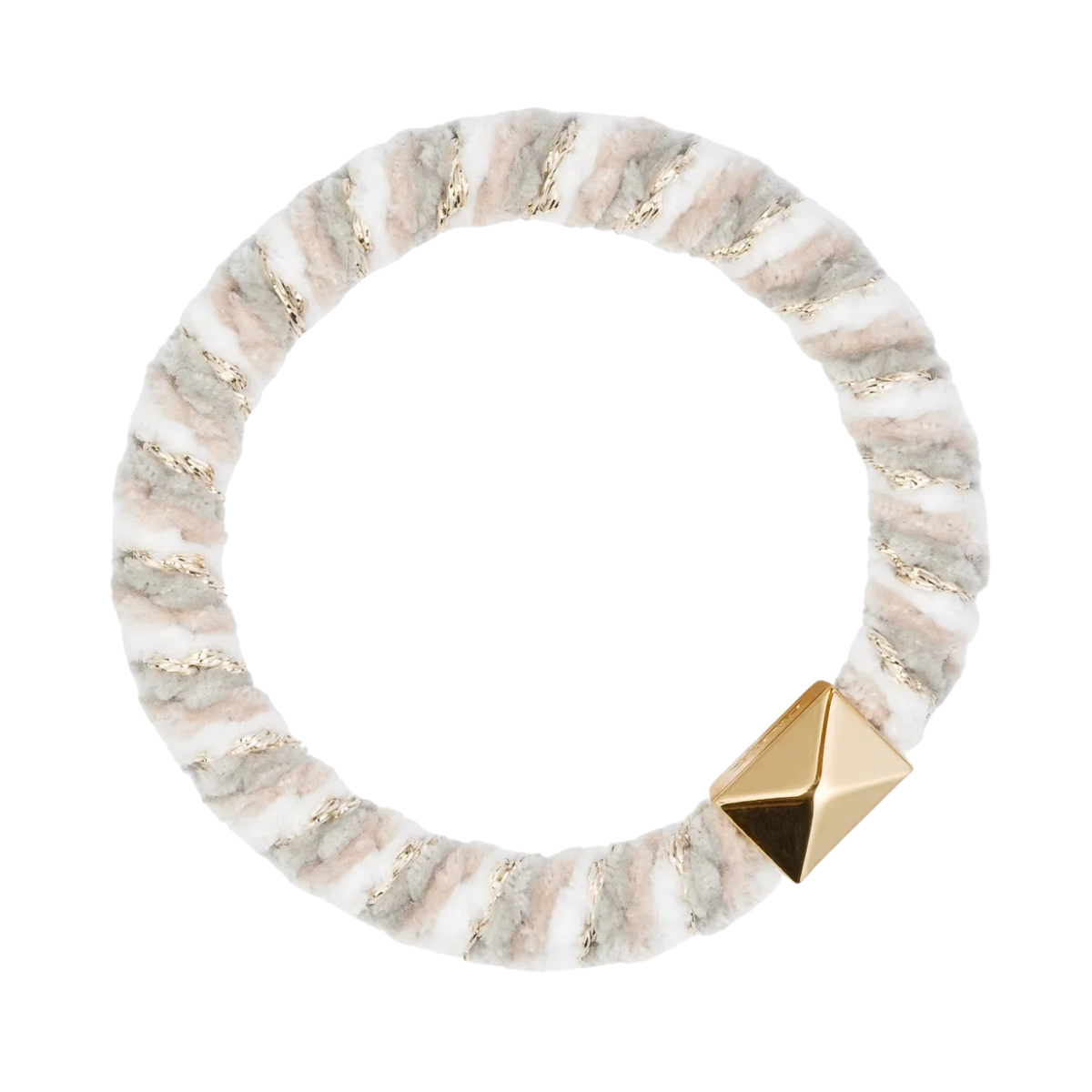 Fluffy Fat Hair Tie W/Gold - Sand Mix