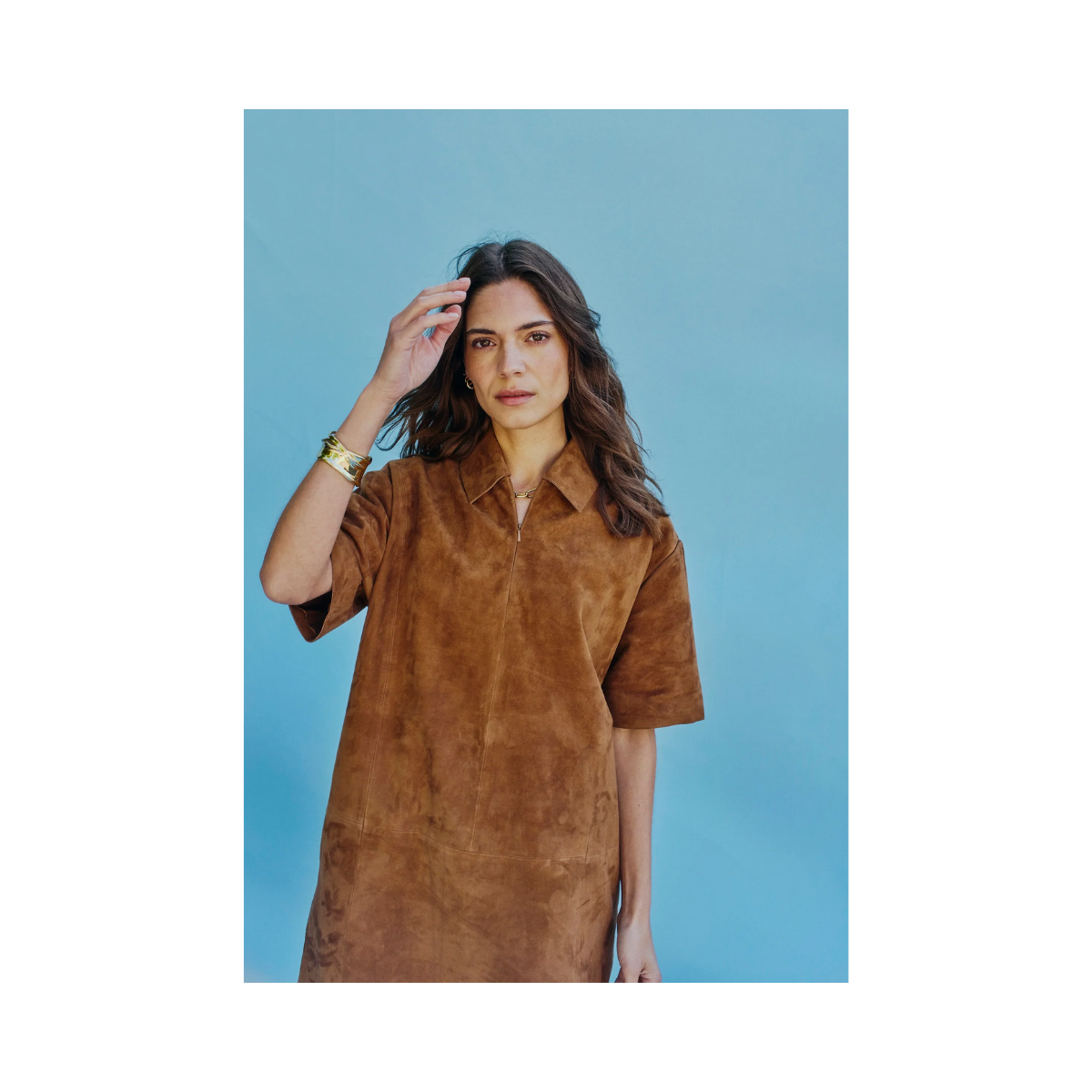 Kamilla Suede Dress - COGNAC