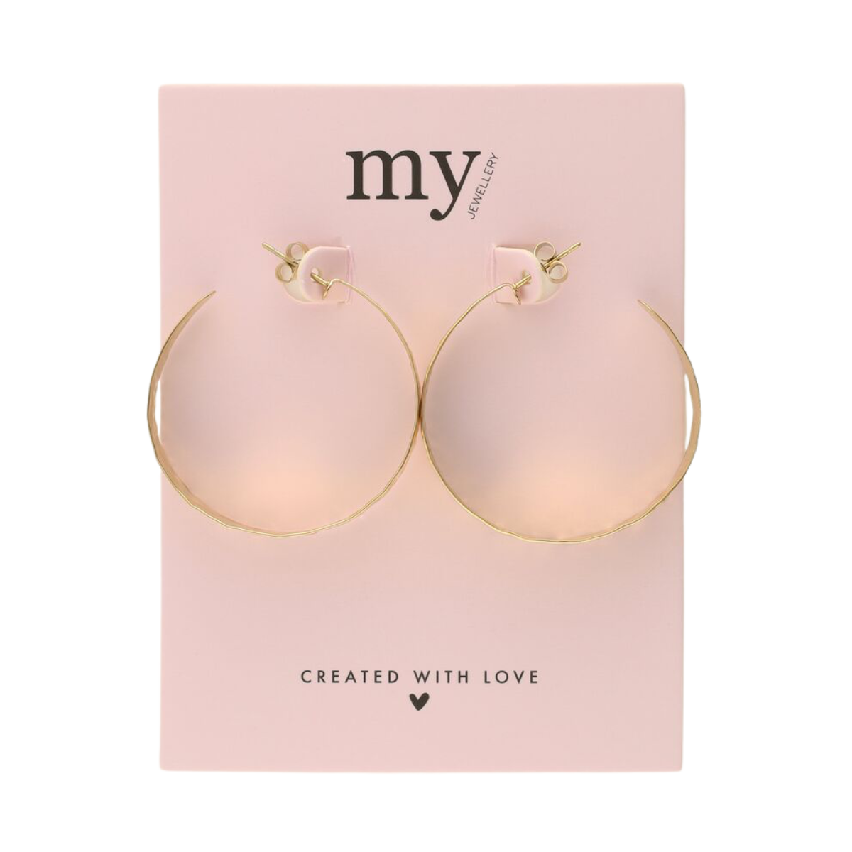 Earrings Hammered Hoops - Gold