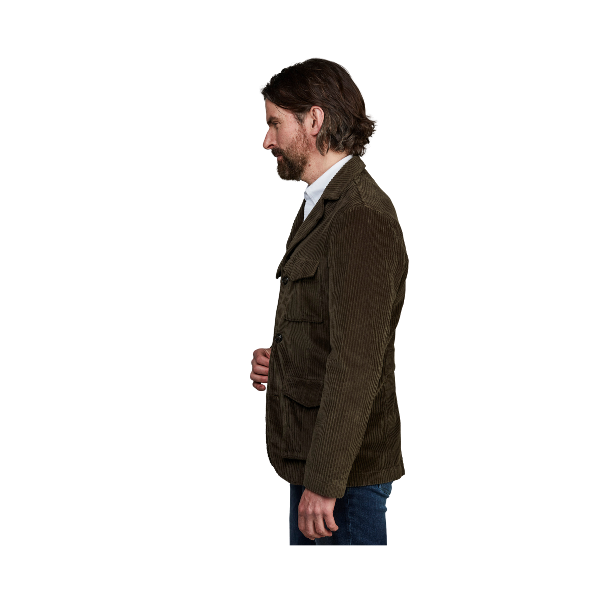 Corduroy Safari Jacket - Dark Green