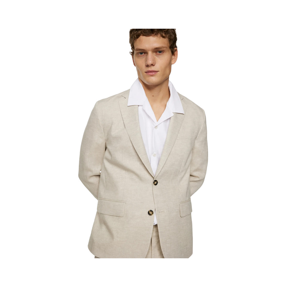 Elton U Super Linen Blazer - Moonbeam