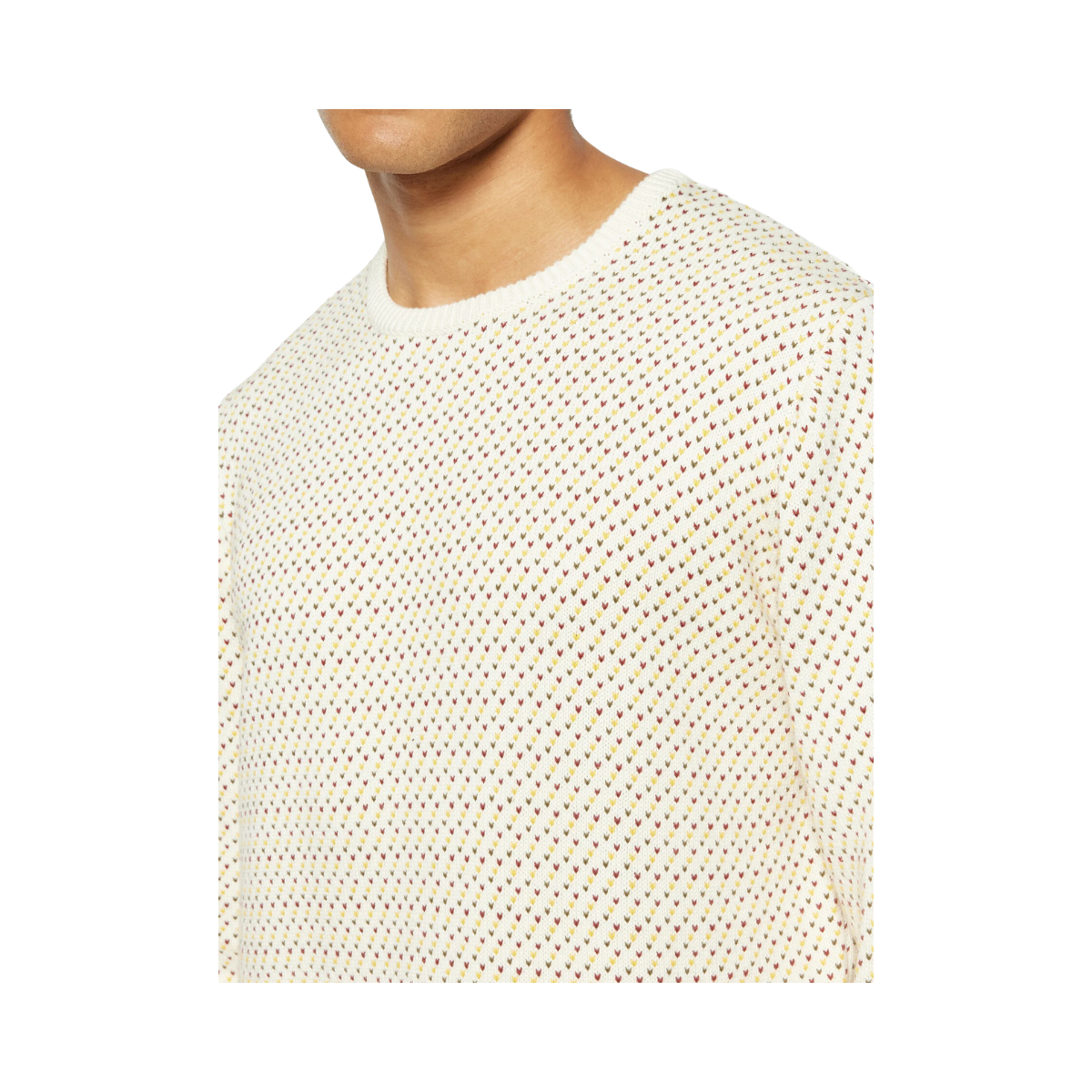 Jacquard Crew Neck Knit - White