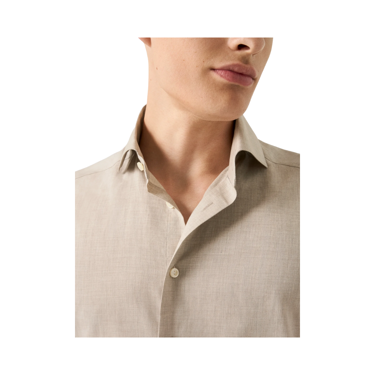 Solid Signature Flannel Shirt - Beige