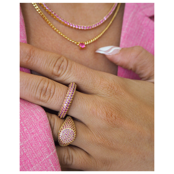 Pave Amalfi Ring - Pink/Gold