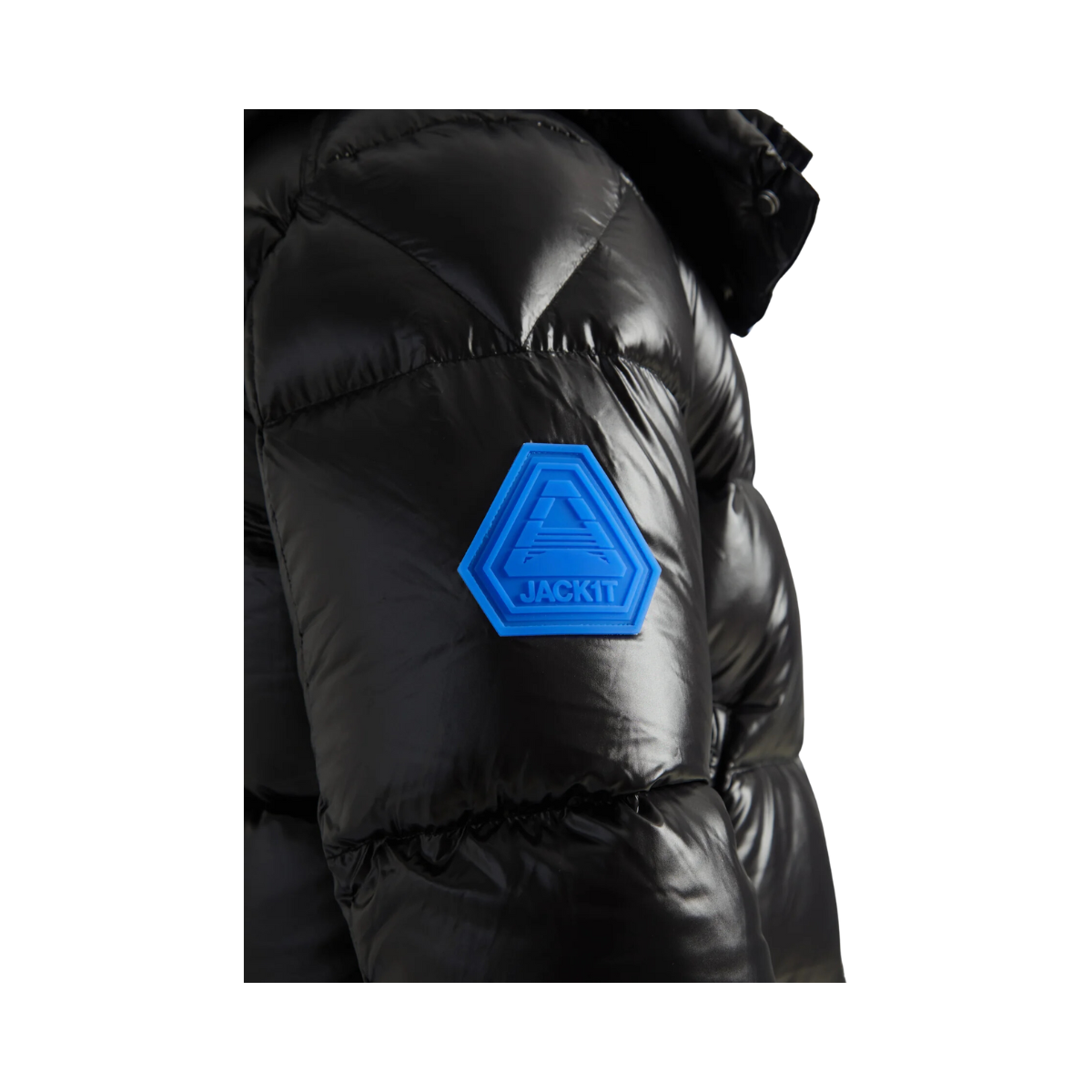 EZ PUFFER SLICK HOOD - Black/Blue