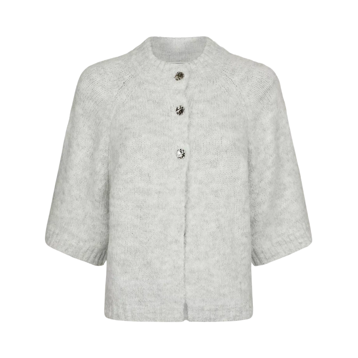 Benuta Fluffy Knit Cardigan - Light Grey Melange