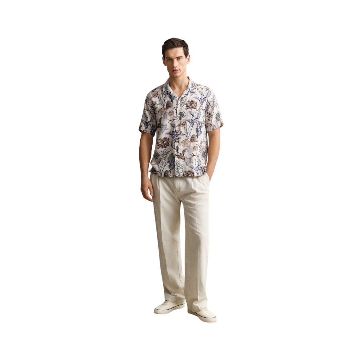 Aop Camp Collar Shirt - Oat Beige