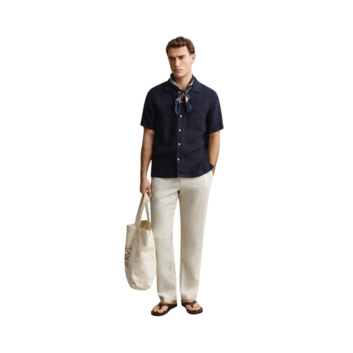 Gmnt Dyed Linen Camp Shirt - Evening Blue