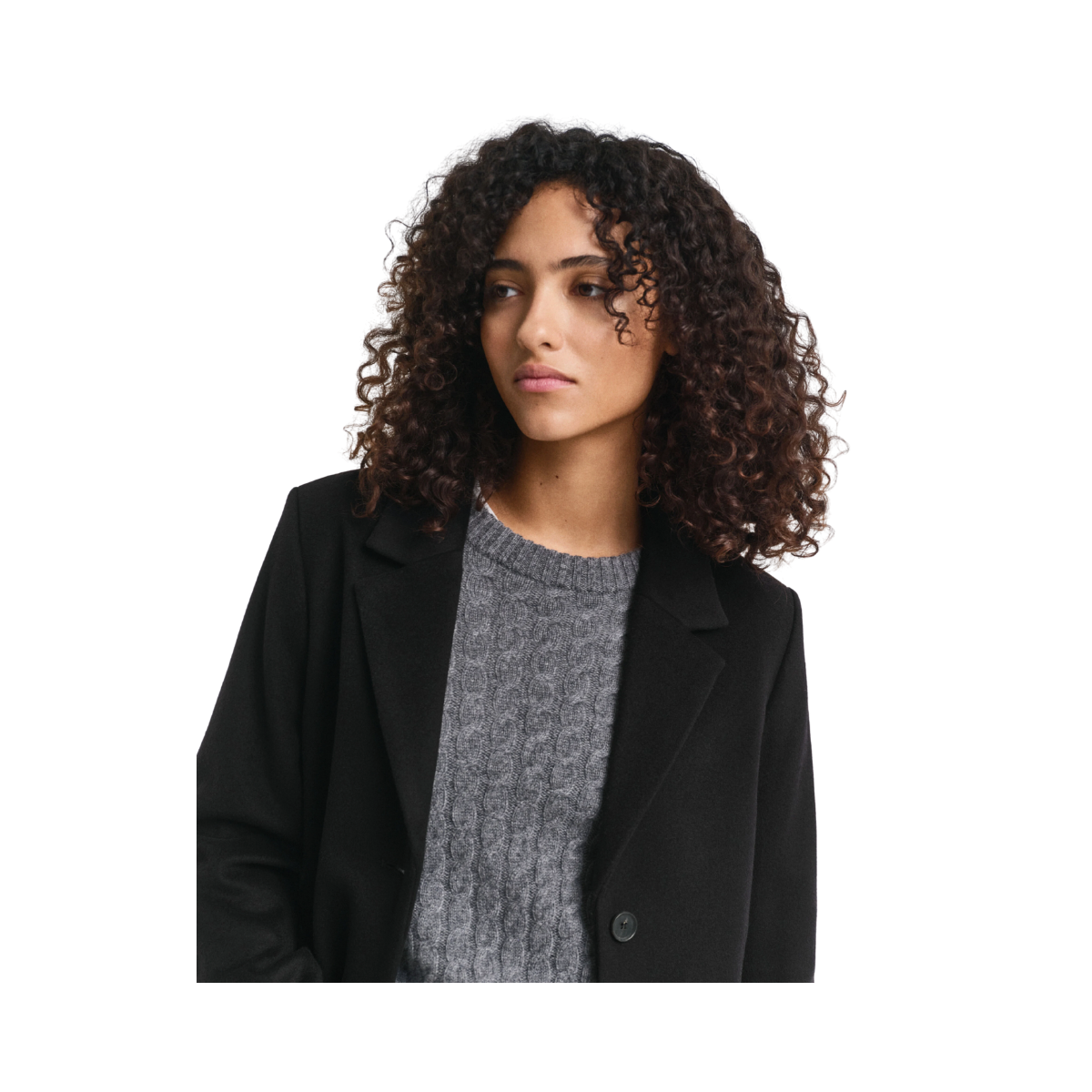 Classic Tailored Wool Blend Coat - Black