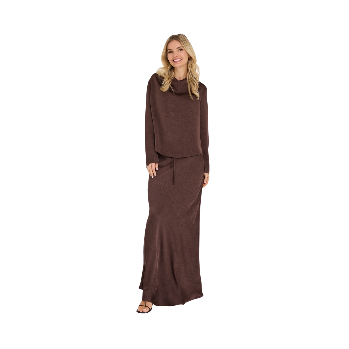 Sinda Drape Blouse - Dark Brown