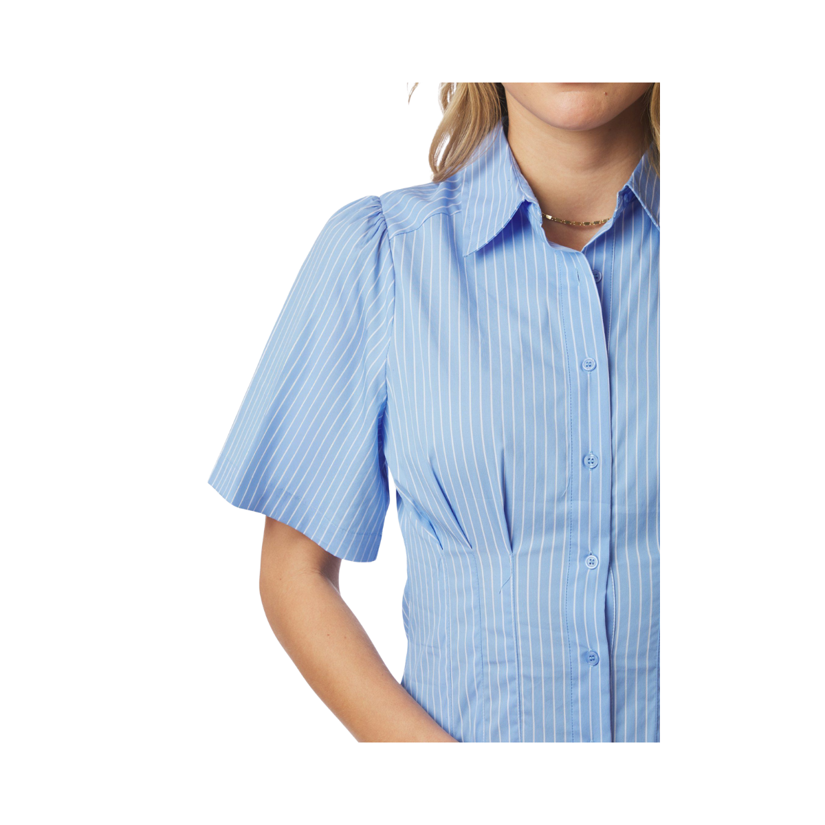 Baia Stripe Poplin Dress - Light Blue