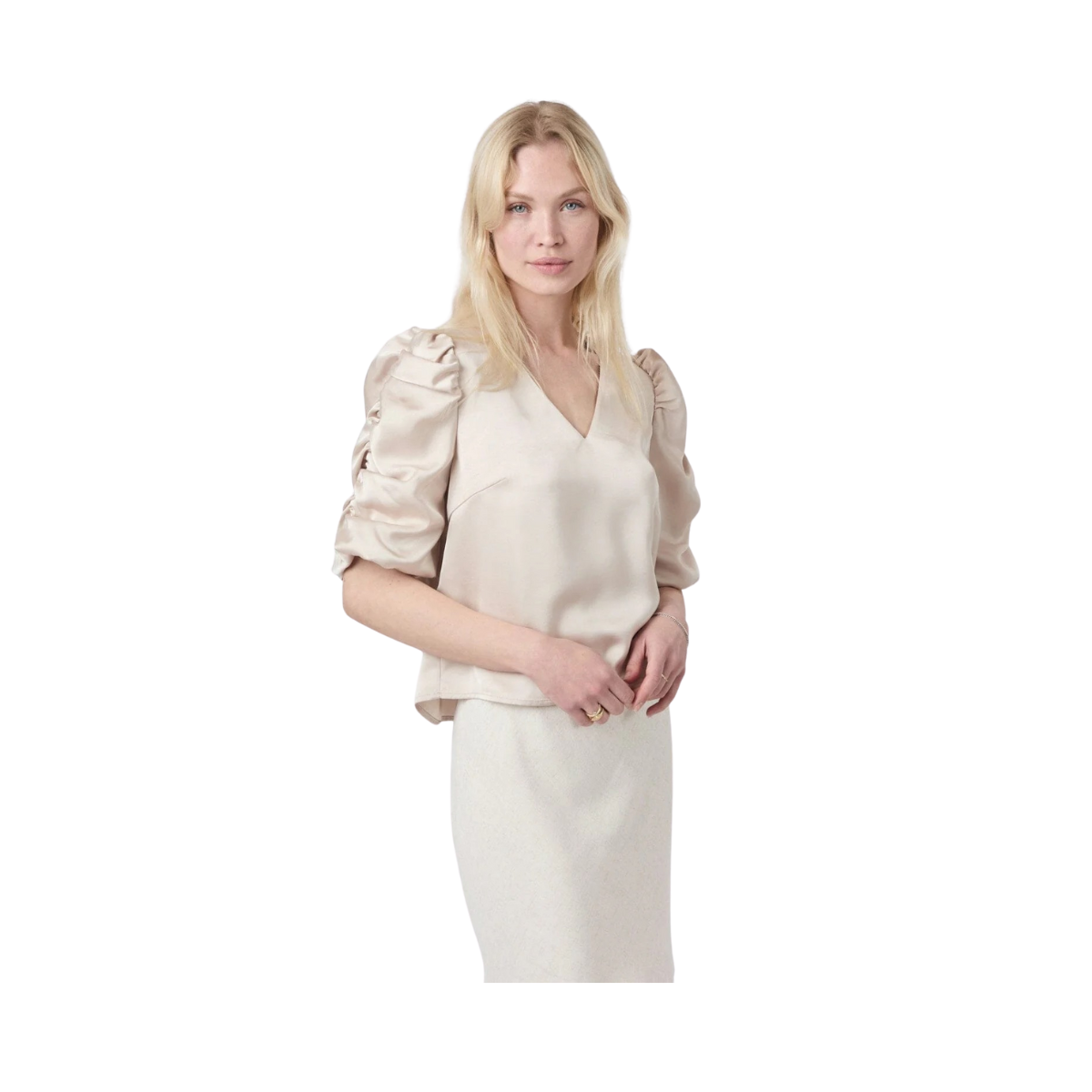 Elba Heavy Sateen Blouse - Champagne
