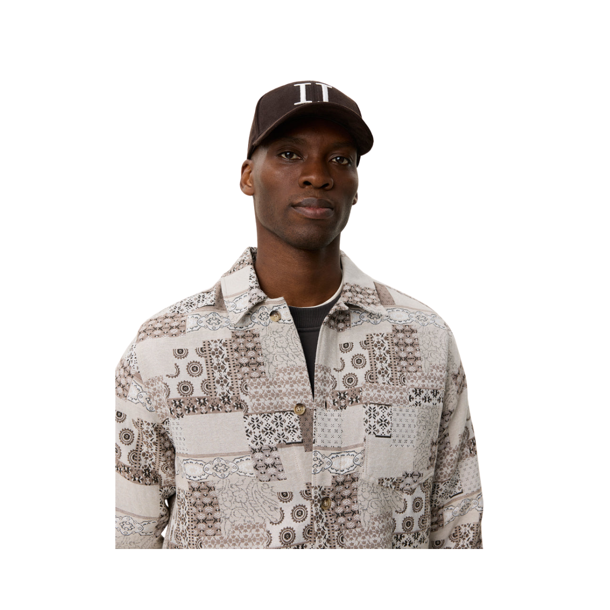 Layton Patchwork Jacquard Overshirt - Light Sand