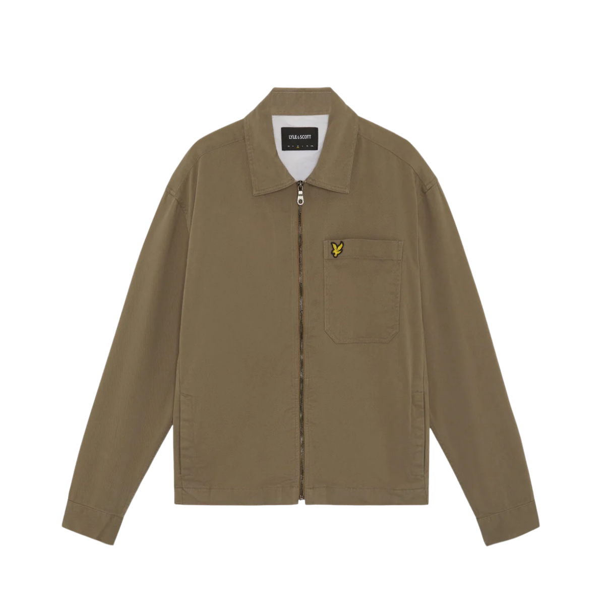 Enzyme Wash Zip Through Overshirt - Khaki Ash