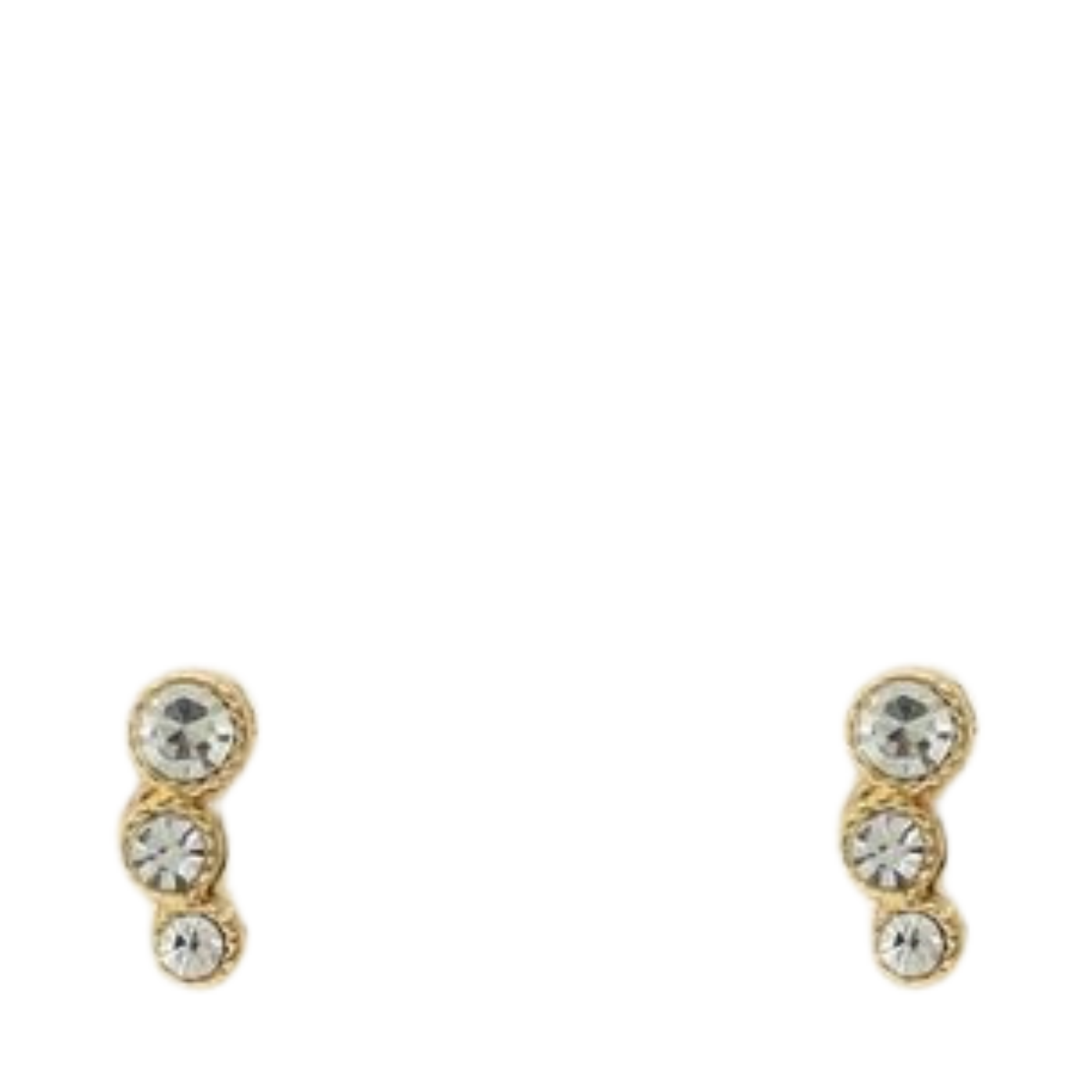 Studs 3 round strass transparant - 1200 Gold
