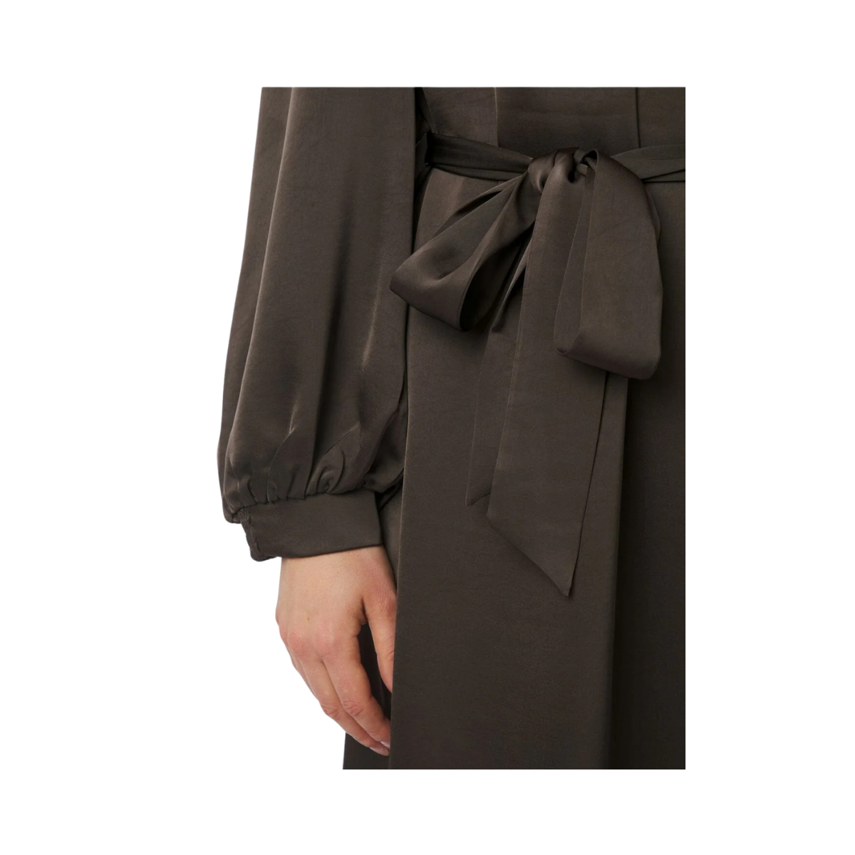 Rolana Heavy Sateen Dress - Dark Brown