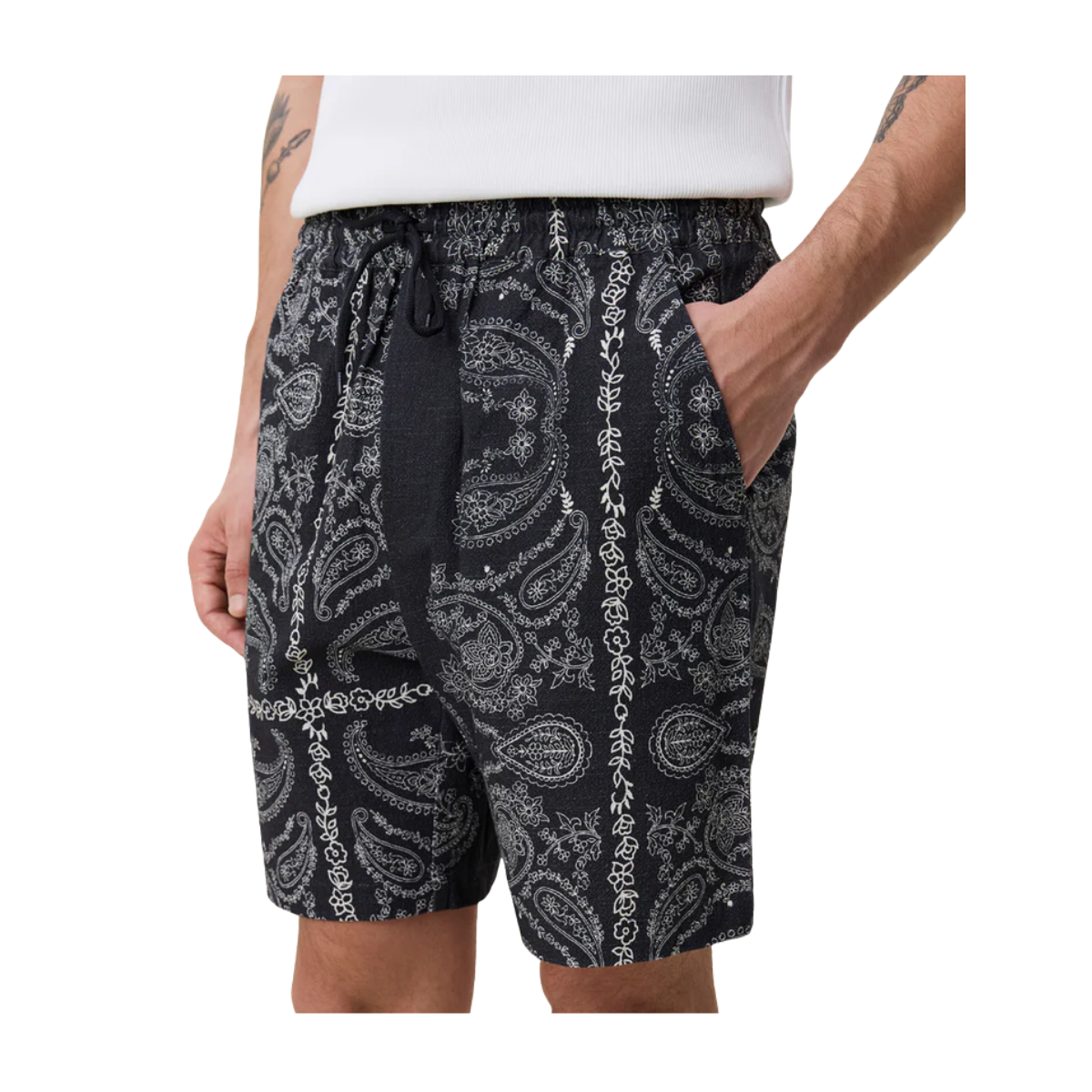 Paisley AOP Shorts - Tap Shoe Black