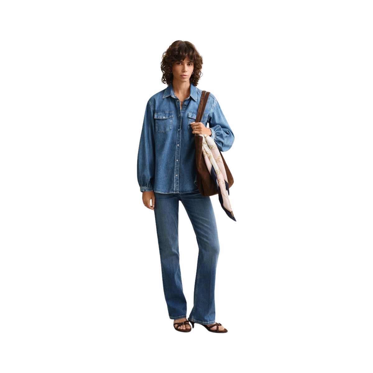 Denim Volume Sleeve Shirt - Mid Blue Archive