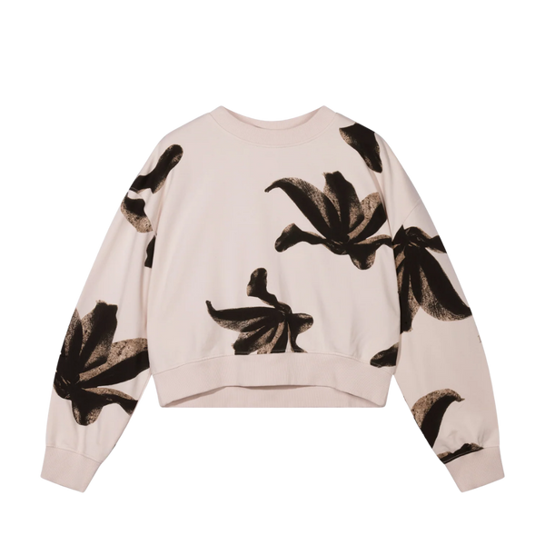 Cropped Sweater Flower - Powder