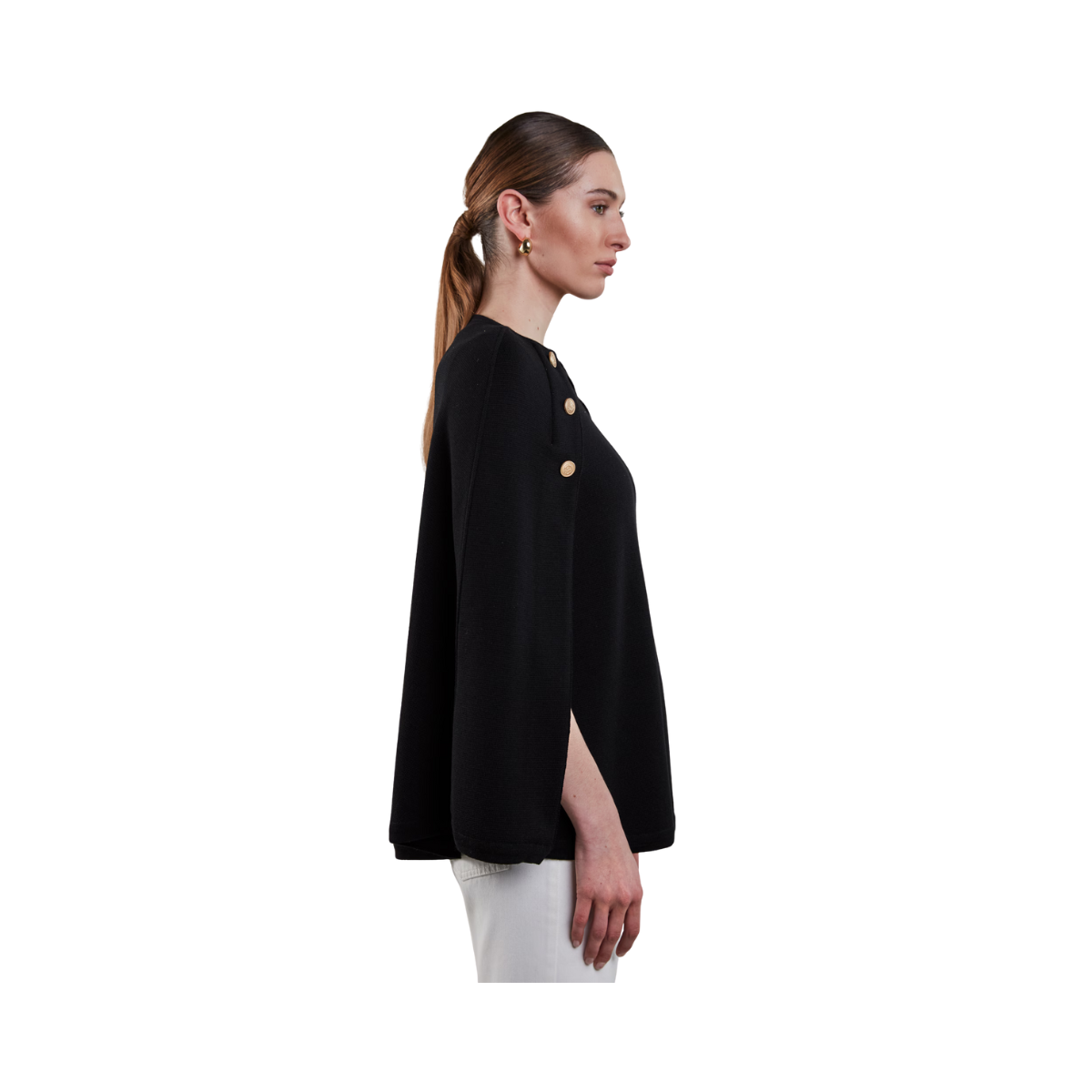 Mary Knit Poncho - Black