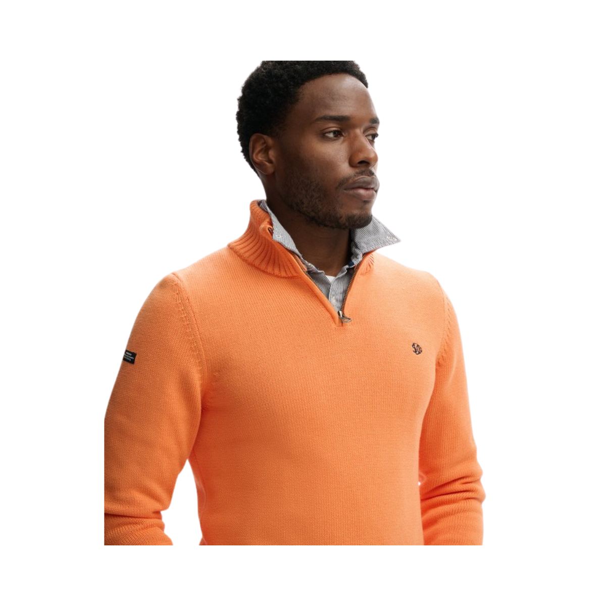 Cotton Half Zip Knit - Washed Tangerine