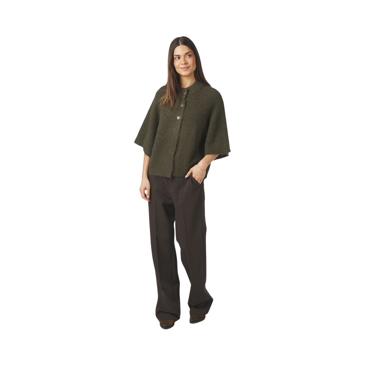 Benuta Fluffy Knit Cardigan - Army