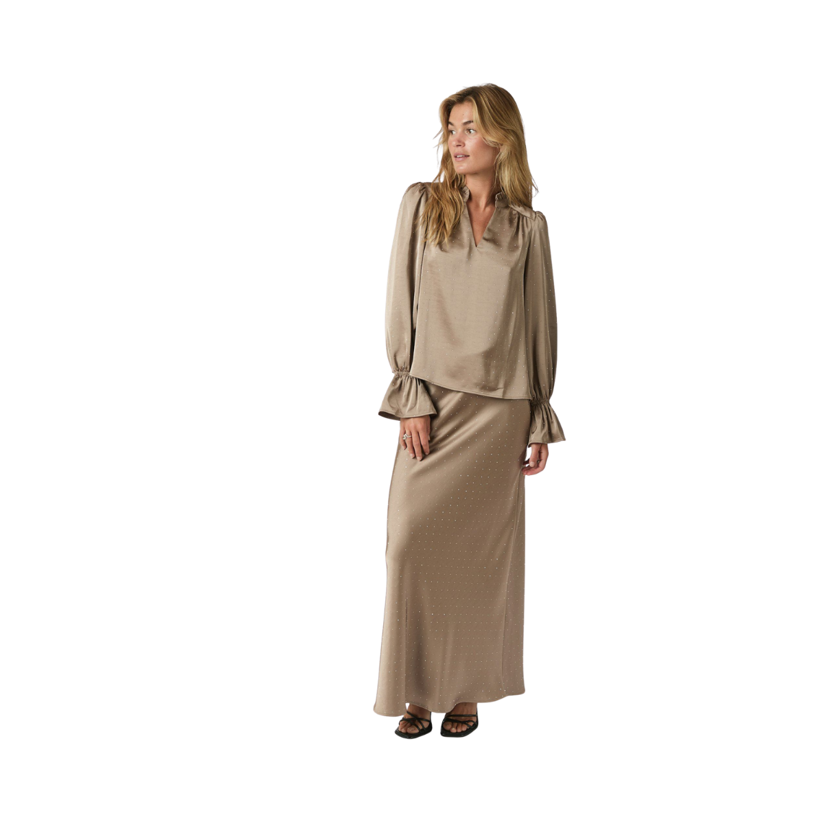 Viso Heavy Sateen Bedaz Skirt - Dark Taupe