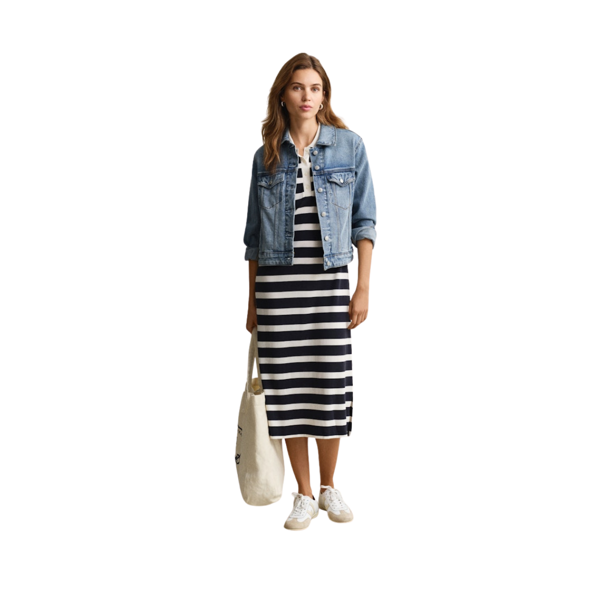 Reg Striped SS Polo Dress - Evening Blue