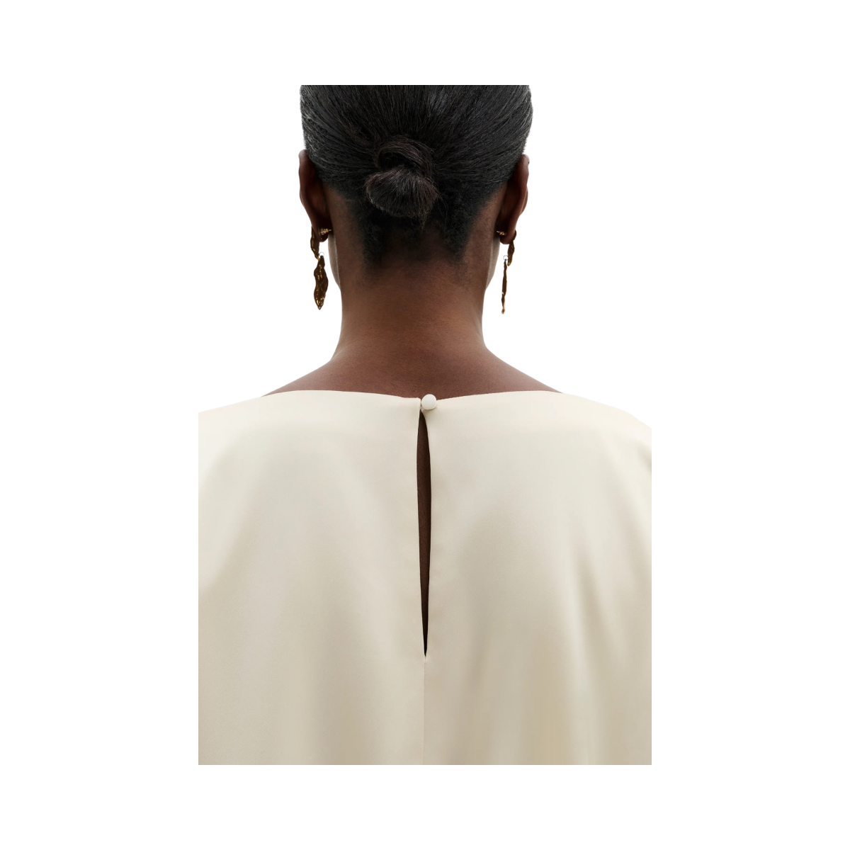 Havanna Boat-Neck Puff-Sleeve Blouse - Pearl