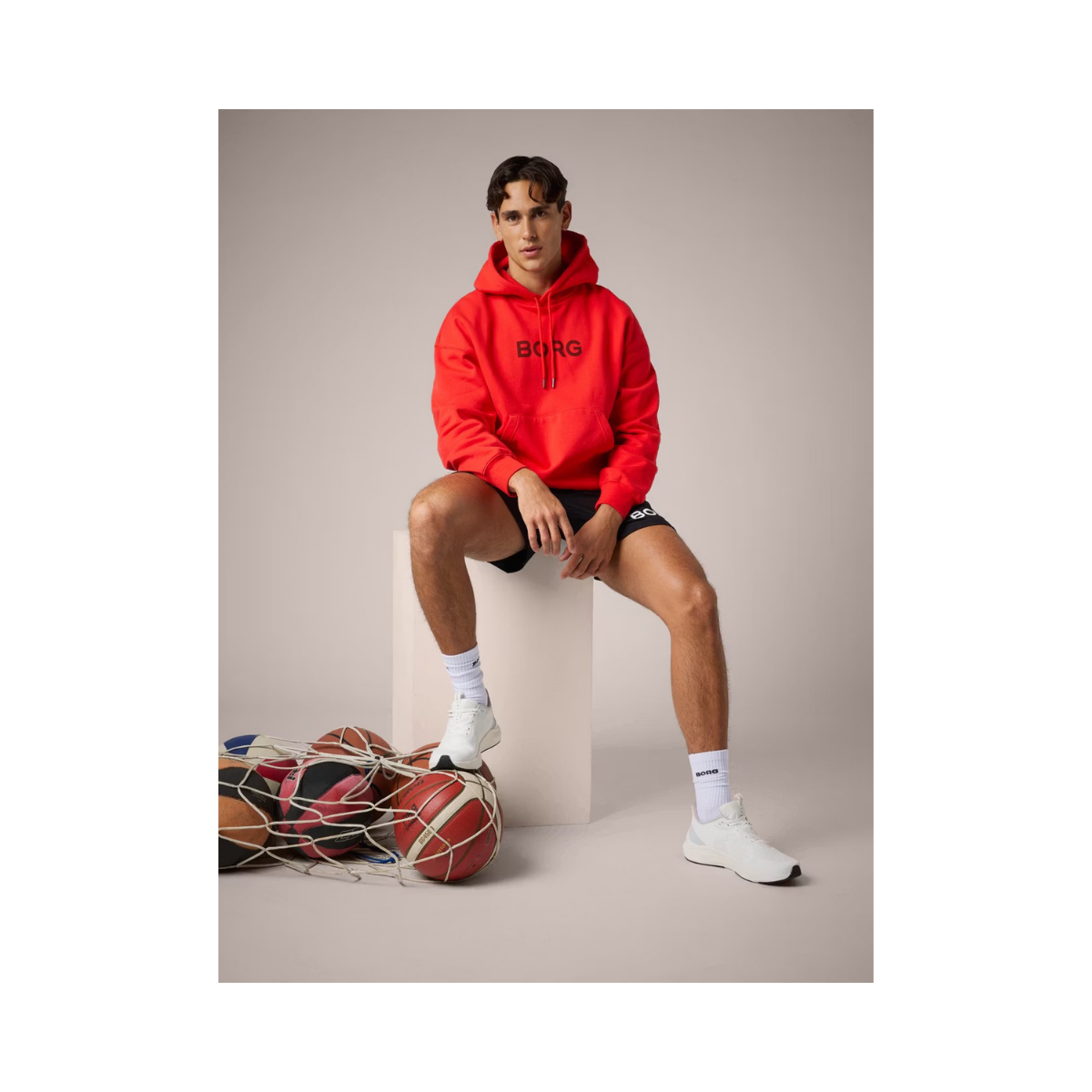 Borg Oversized Hoodie - Flame Scarlet
