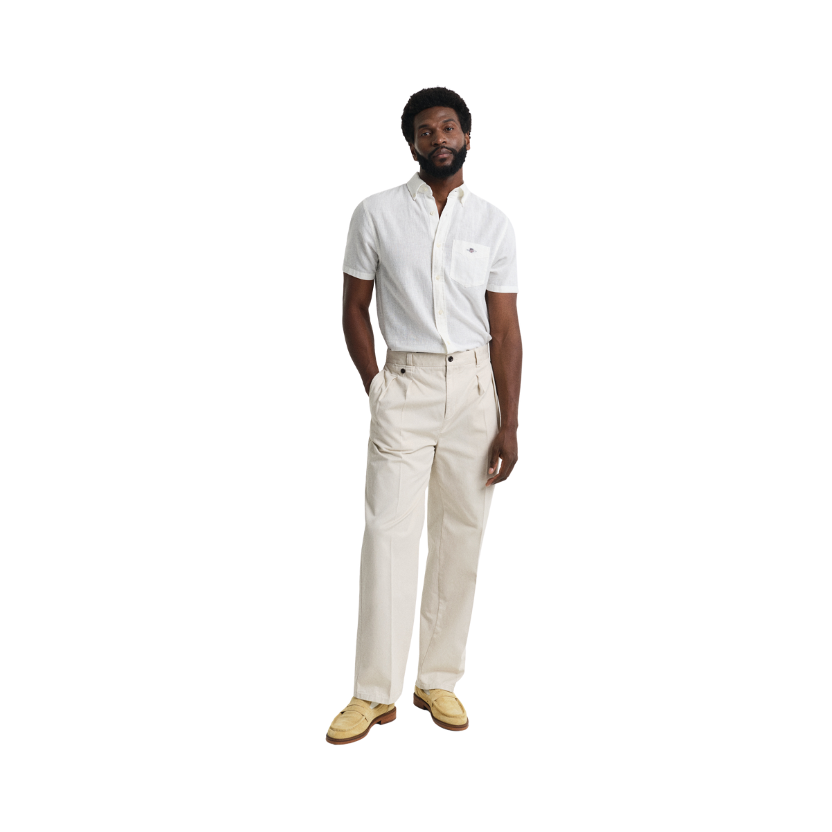 Reg Cotton Linen SS Shirt - White