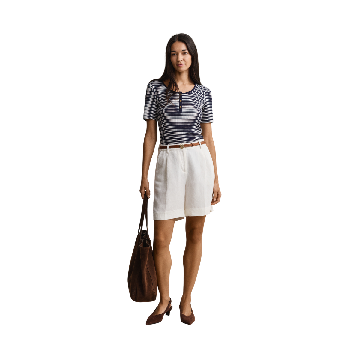 Slim Ribbed SS Henley Top - Evening Blue