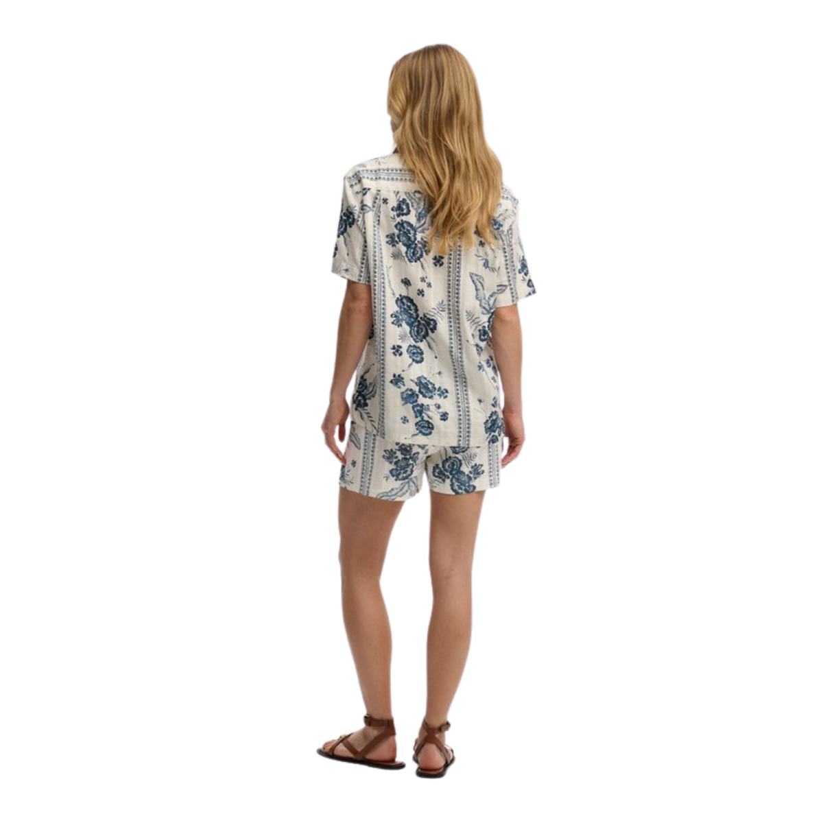 Cotton Printed Beach Short - Jeane Floral Cream